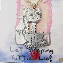 New On Card Vintage "Dream Kitty" Silver Tone Pendant 18" Long CAT Necklace - $12.86
