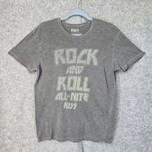 VTG Lucky Brand KISS T-Shirt Woman Small Gray Rock and Roll All-Nite Dis... - $17.75