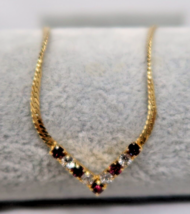 Avon Gold-Tone Necklace Purple Clear Rhinestones Vintage - £11.03 GBP