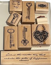 Stampin Up! Key To My Heart Rubber Wood-Mounted Stamps Set Vintage Craft... - $14.40