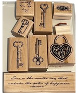 Stampin Up! Key To My Heart Rubber Wood-Mounted Stamps Set Vintage Craft... - $19.74 CAD
