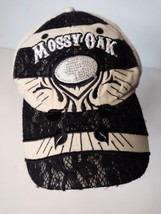 Signatures Mossy Oak Womens Strapback Hat Cap Lace Rhinestones Tan Black Soft  - £8.56 GBP