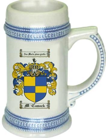 M-cusack Coat of Arms Stein / Family Crest Tankard Mug