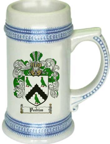 Peebles Coat of Arms Stein / Family Crest Tankard Mug - $21.99