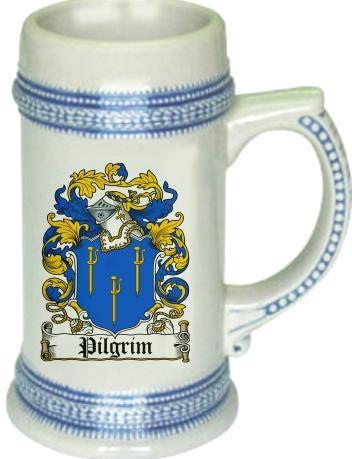 Pilgrim Coat of Arms Stein / Family Crest Tankard Mug