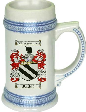 Ratliff-crest Coat of Arms Stein / Family Crest Tankard Mug