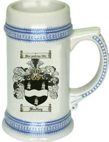 Sedley Coat of Arms Stein / Family Crest Tankard Mug