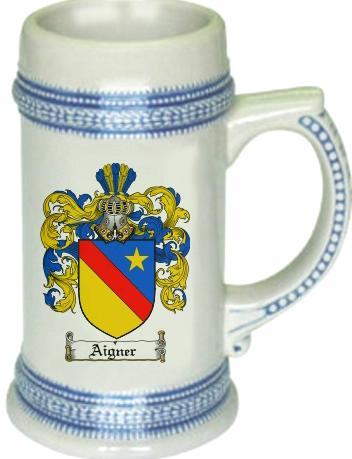 Aigner Coat of Arms Stein / Family Crest Tankard Mug