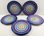 5 Tabletops Unlimited Rotunda Salad Plate Set Colormate Multicolor Band ... - £47.62 GBP