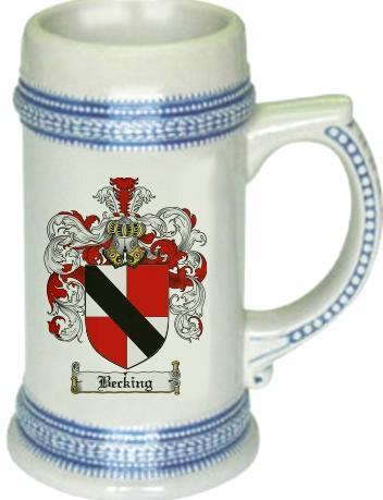 Becking Coat of Arms Stein / Family Crest Tankard Mug - $21.99