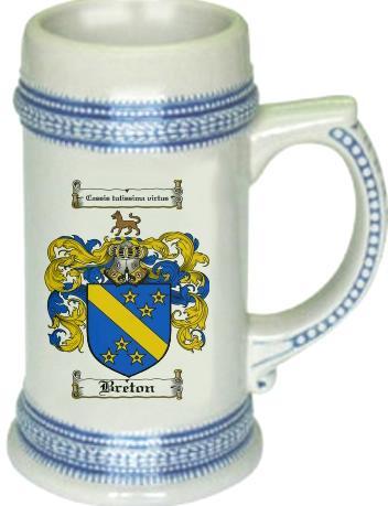 Breton Coat of Arms Stein / Family Crest Tankard Mug