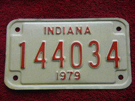 INDIANA MOTORCYCLE LICENSE PLATE 1979 79 # 144034 - $5.26