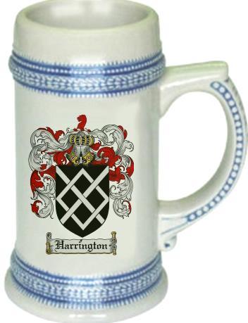 Harrington Coat of Arms Stein / Family Crest Tankard Mug