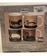 4 Sakura Stoneware 3-5/8&quot; tall Coffee Mugs Country Inns Warren Kimble - $28.63 CAD
