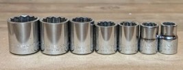 Lot Of 7 Craftsman 3/8-in Drive 12-Point Shallow SAE Sockets Made In USA - £11.95 GBP