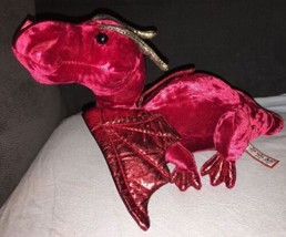 13&quot; Red &amp; Gold Plush Dragon Toy Douglas Cuddle Toys Sparkles Euc - £10.18 GBP