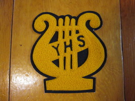 Vintage Patch Chenille Varsity High School Band Harp Black Gold YHS 6 inch - £12.96 GBP