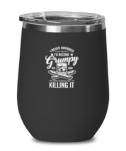 Wine Glass Tumbler Stainless Steel Funny Mens A Grumpy Old Man Who Smokes  - £25.76 GBP