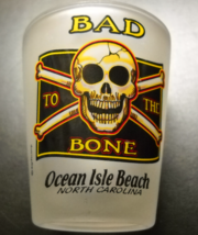 Ocean Isle Beach North Carolina Shot Glass Frosted Glass with Jolly Roger Theme - £5.67 GBP
