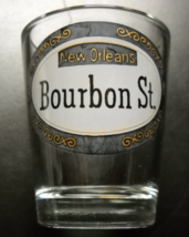New Orleans Shot Glass Clear Glass with Bourbon Street Oval in White and Gold - £5.58 GBP