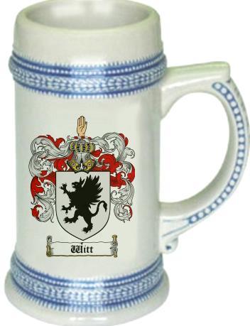 Witt Coat of Arms Stein / Family Crest Tankard Mug