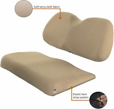 Terry Cloth Golf Cart Seat Cover E Z GO EZGO Club Car Yamaha Khaki - £41.49 GBP