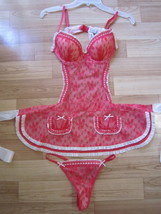 New Victoria&#39;s Secret Lace Apron Babydoll + V-String Set (Red/White) siz... - £23.44 GBP