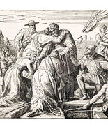 1922 Ephesians Say Goodbye To Paul Wood Engraving Bible Story Vintage DWSS4 - $368.14 MXN