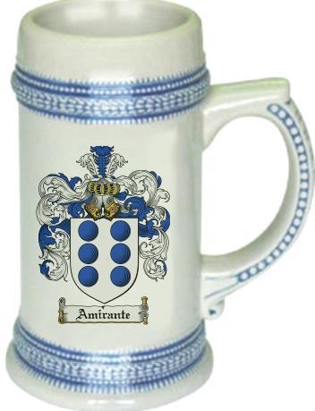 Amirante Coat of Arms Stein / Family Crest Tankard Mug