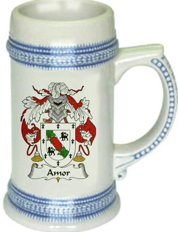 Amor Coat of Arms Stein / Family Crest Tankard Mug