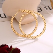 EN Twisted Big Hoop Earrings Gold Round Ear Rings For Women Girl Geometric 2021  - £7.03 GBP