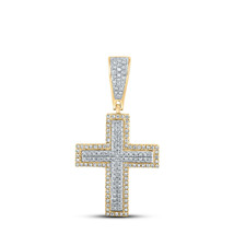 10kt Two-tone Gold Mens Round Diamond Cross Charm Pendant 3/8 Cttw - £369.16 GBP