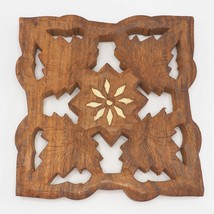 Carved Sheesham Wood Plant Stand / Coaster Trivet made in India - £11.66 GBP