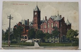 Saginaw Michigan City Hall 1908 to Linden Michigan Postcard G15 - $3.95