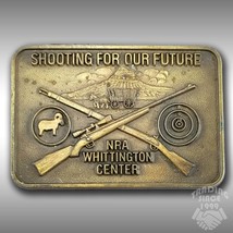 Vintage Belt Buckle NRA Whittington Center Cross Rifles Shooting For Our... - £27.84 GBP