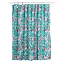 HOME &amp; HOOPLA Cactus and Flower Floral Dusty Teal Bathroom Shower Curtain - Trop - £10.84 GBP