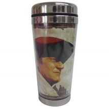 John Wayne Western Image Wrap-Around 16 Ounce Metal Travel Mug NEW UNUSED - £9.30 GBP