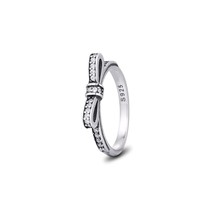 CKK Ring Sparkling Bow Rings Women Anel Feminino 100% 925 Jewelry Sterling Silve - £18.14 GBP