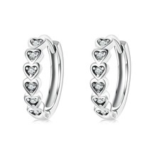 bamoer Heart-Shaped Earrings 925 Silver Stackable Rainbow Zircon Ear Buckles for - £17.90 GBP