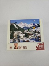 MB Puzzle 2006 Big Ben 1000 Pcs Jigsaw "Balloons in the Sky" Snow Complete EUC!  - $19.99