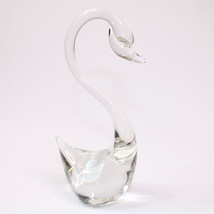 Vintage ACC Hand Made Crystal Clear Glass Swan Bird Figurine Made In Taiwan - $11.65