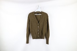 J Crew Womens Medium Blank Cashmere Knit Button Cardigan Sweater Heather Green - £55.35 GBP