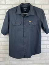 Orvis Mens Travel Camp Shirt Short Sleeve Button Down Blue Size L Gray - £10.90 GBP