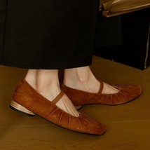 Es autumn spring mary jane sheesuede real leather shoes french style woman flats square thumb200