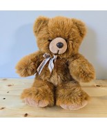 Vintage 1994 Brown Teddy Bear Plush Cinnamon Plaid Bow Stuffed Animal 15... - $22.72