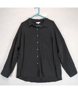 White Birch Women&#39;s XL Flowy Textured Black Button Up Long Sleeve Shirt ... - $33.95 CAD