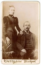 CIRCA 1880&#39;S CDV Stoic English Couple Victorian Clothes Terry Blackpool England - £7.44 GBP
