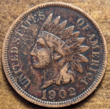 1902 Indian Head Cent Penny Very Fine VF Dark Patina - £5.46 GBP