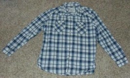 Mens Shirt American Eagle White, Gray &amp; Blue Plaid Long Sleeve Sport-size 2XL - £8.18 GBP