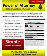 Simple Power of Attorney - Form &amp; Instructions ( Legal Kit ) - $189.88 MXN